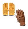 Brown Waxed Leather Motorcycle Glove Cowhide Elasticized Classic Distressed
