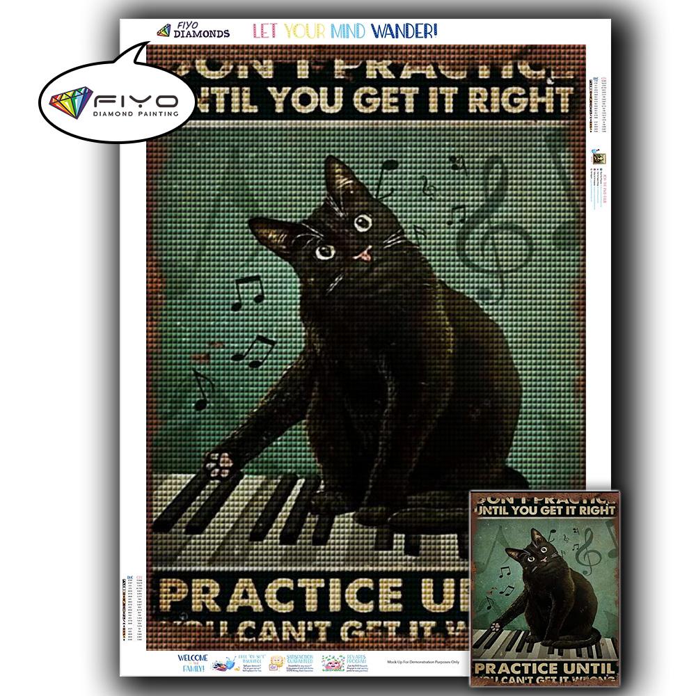 5D DIY Diamond Painting Black Cat Diamond Embroidery Vintage Cartoon Cross Stitch Picture Of Rhinestones Home Decor