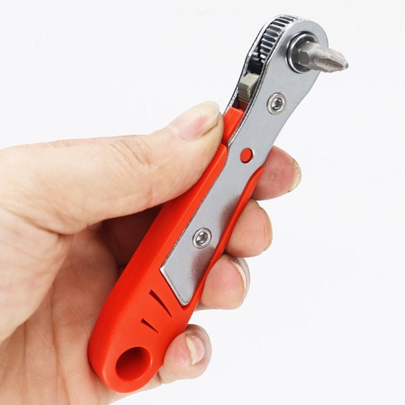 36 Teeth Right Angle Magnetic Tip Ratcheting Screwdriver with L Shape Socket Wrench and Bits Set For Tight Space Repairs