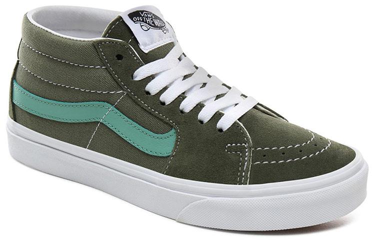 Men's Sneakers Vans SK8 Lightweight Mid Top Skateboard Shoes Unisex Dark Green