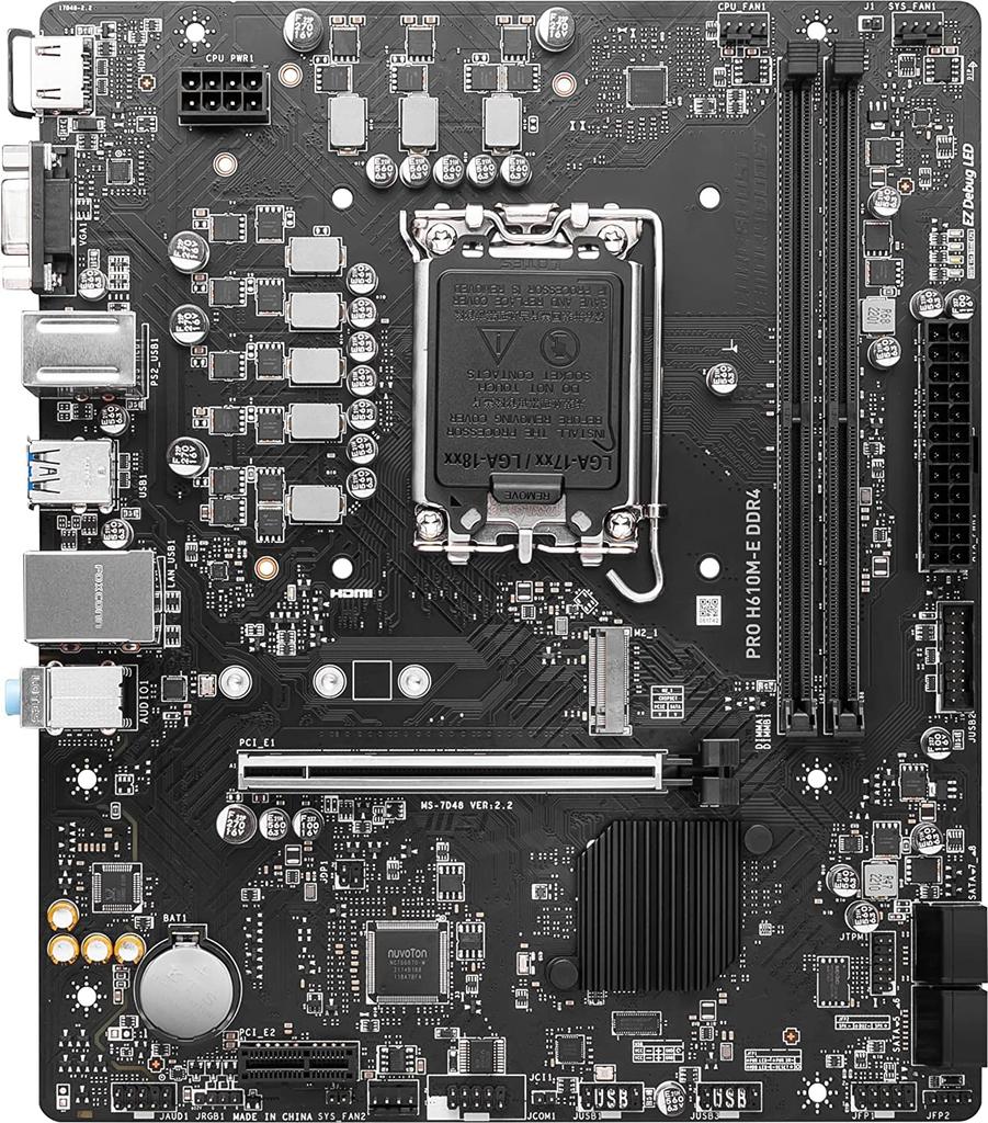 MSI Motherboard for Beginners [Amazon Exclusive Model] PRO H610M-E DDR4 14th/13th/12th Generation Intel (LGA1700) Compatible 1xPCI-e 4.0 X16 Micro-ATX