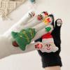 Thicken Christmas Gloves Knitted Five Finger Gloves Cute Warm Gloves  Cycling