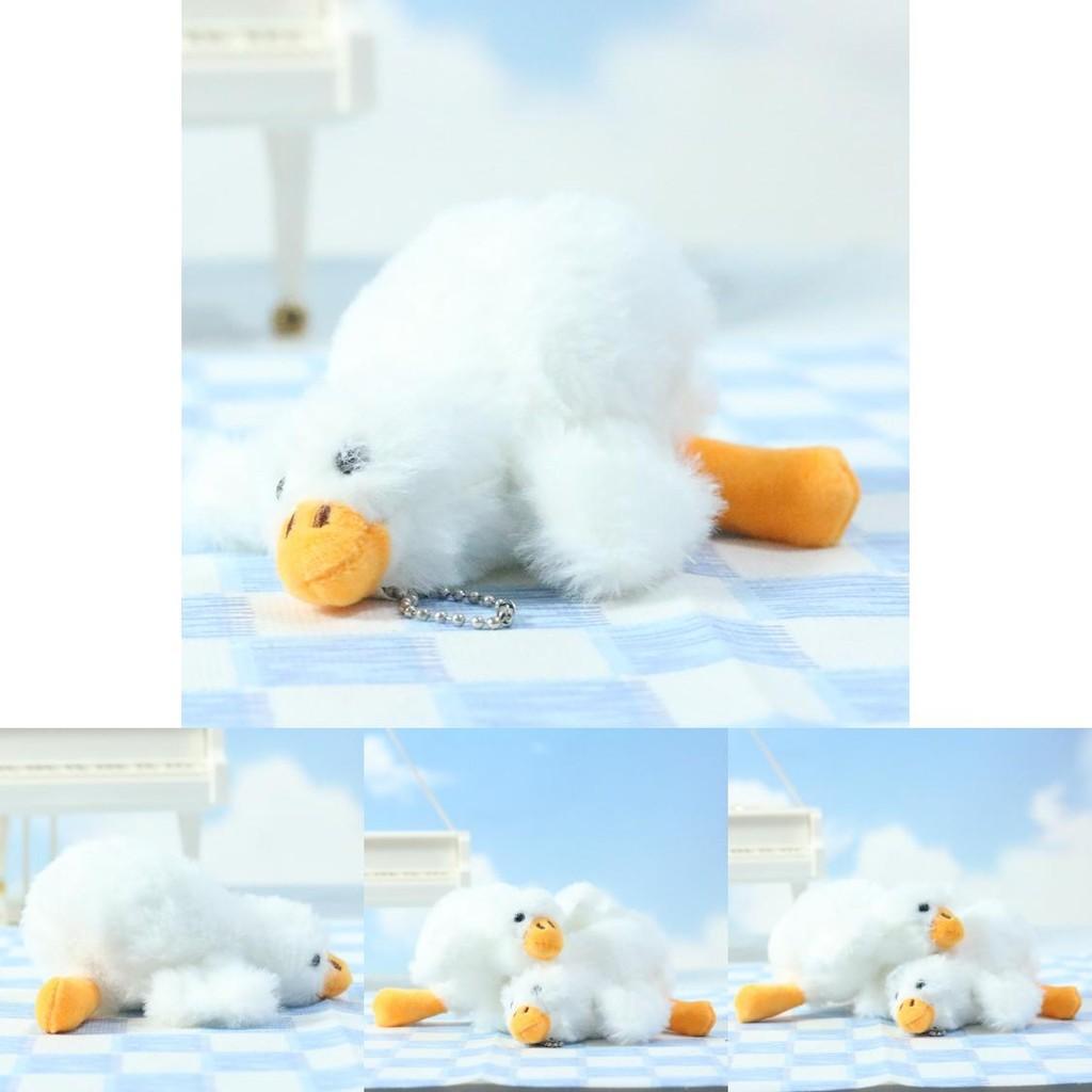 Charming White Goose Keychain Furry Plush Toy Cartoon Character For Gifts
