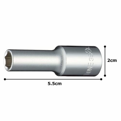Tone HP3S-08L Deep Socket (Hexagonal), 9.5mm (3/8") Drive, 8mm Width