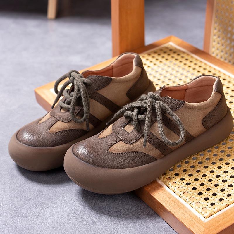 Casual shoes leather women's shoes four seasons low-top versatile German training shoes