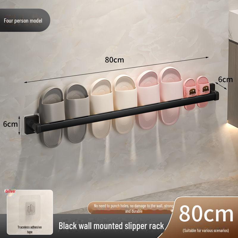 Wall-Mounted Punch-Free Bathroom Slipper Rack for Toilet or Door