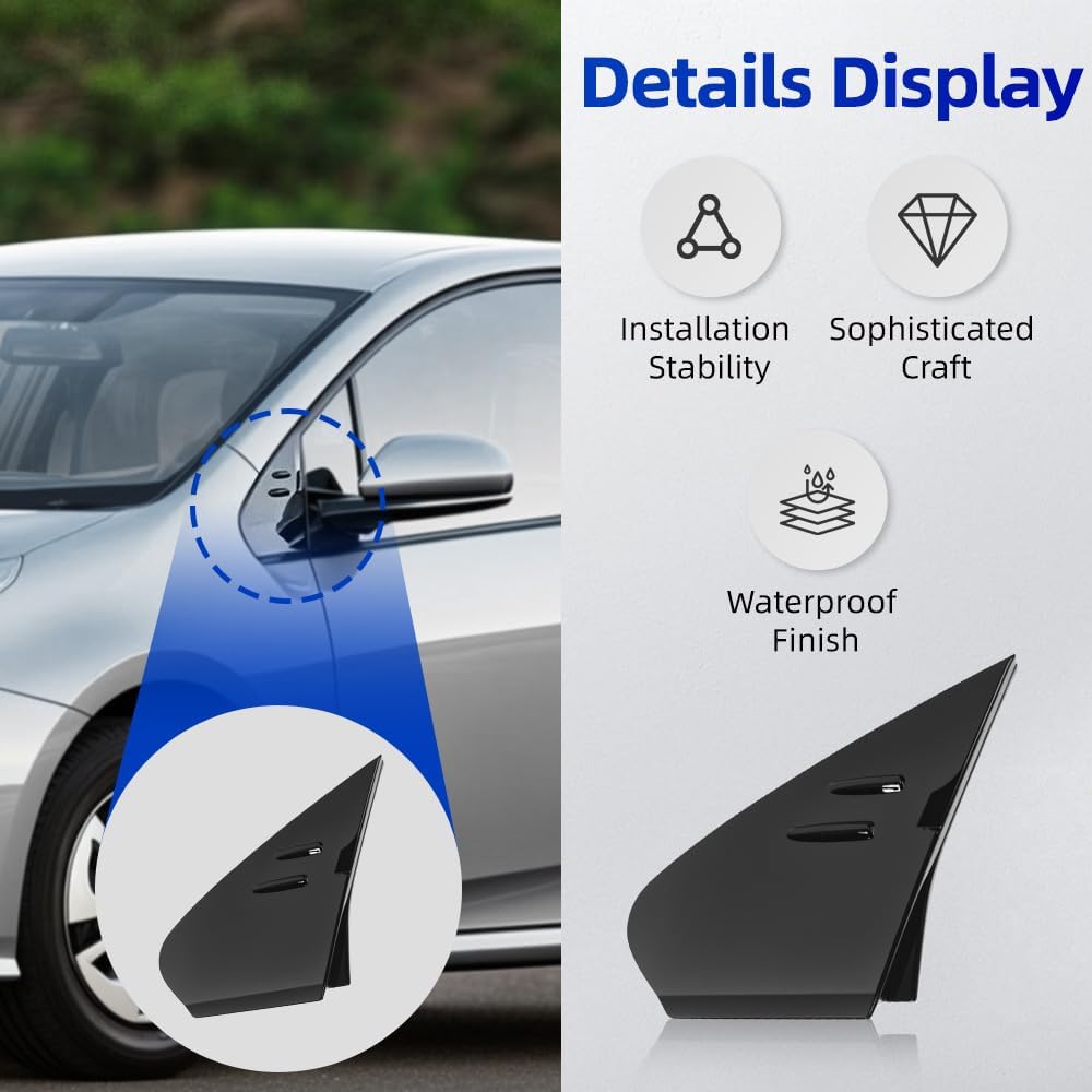 Side View Mirror Fender Corner Cover Trim, Corner Triangle Fender Cover, Replaces 60118-47030, 60117-47030, Compatible with Toyota Prius 2016-2020, 1