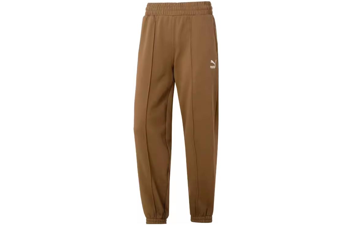 PUMA Knitted Sweatpants Women s Brown Thickened Cuffed Pants 673663-93 M