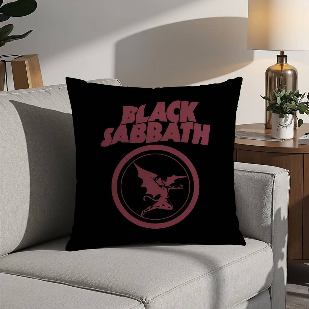 B-Black S-Sabbath Band Pillow Case Sofa Decorative Home Double-sided Printing Short Plush Cushion Pillow Cover Holiday Gift