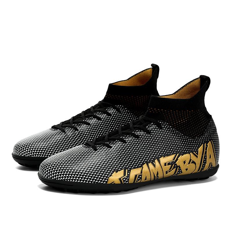 

Футбольные бутсы 31-48 Мужские высокие футбольные бутсы Резиновые молодежные кроссовки с короткими ногтями Футбольная тренировочная обувь Арт-макияж Газон Детские футбольные бутсы 48 чёрный