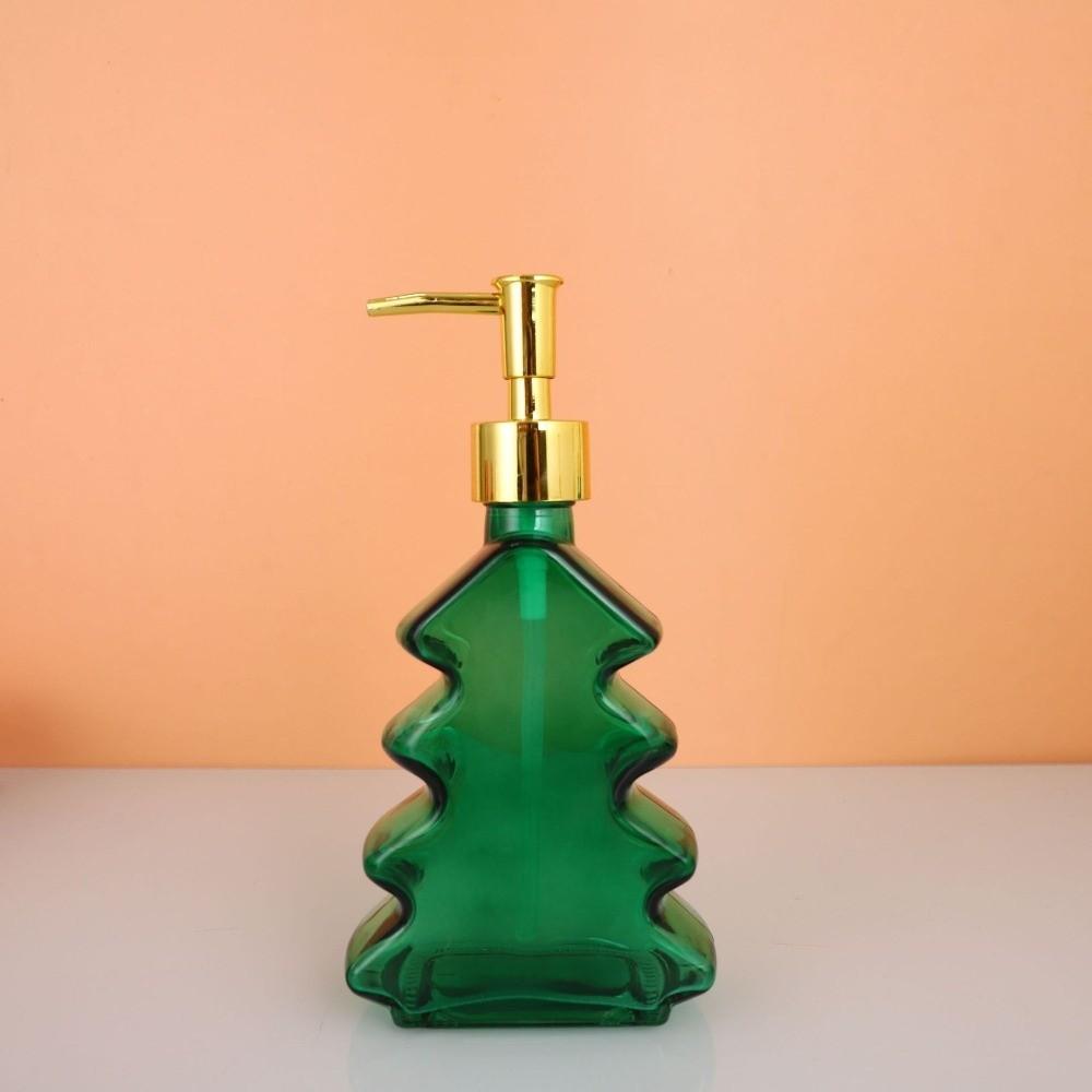Christmas Tree Shape Soap Dispenser Reusable Glass Dispenser Bottle Countertop