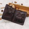 Top Layer Cowhide Wallet With Pleated Retro Vertical Design Multi Slot Vegetable Tanned Leather