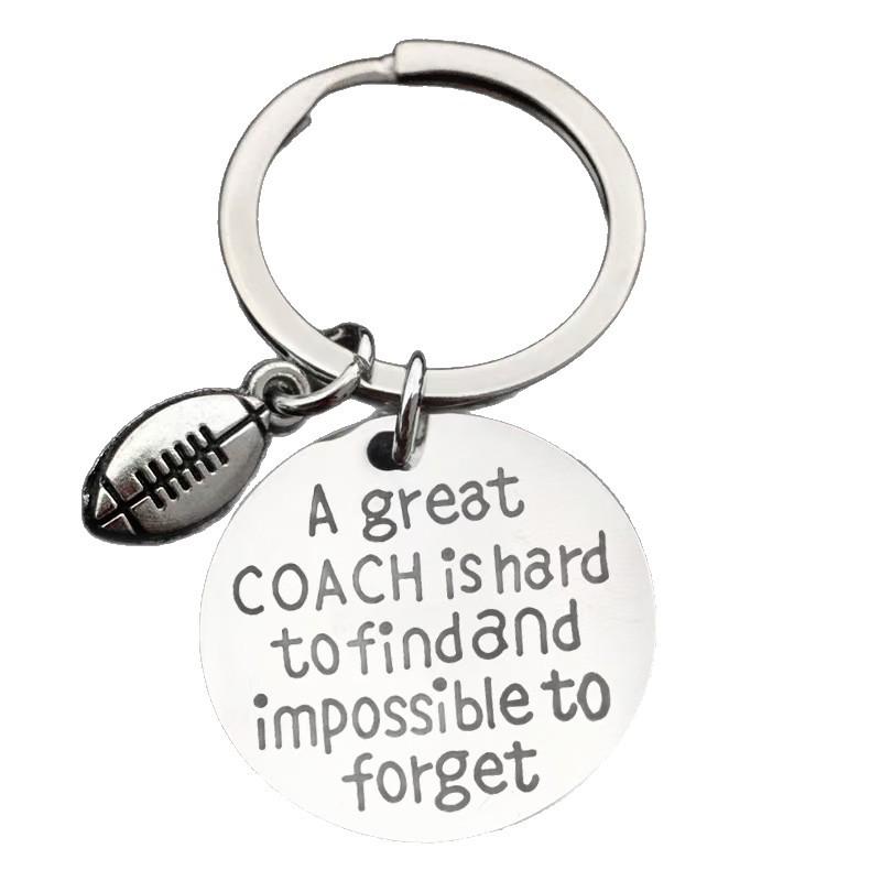 Stainless Steel Engraved Keychain for Coaches: Basketball & Football Grad Gift.