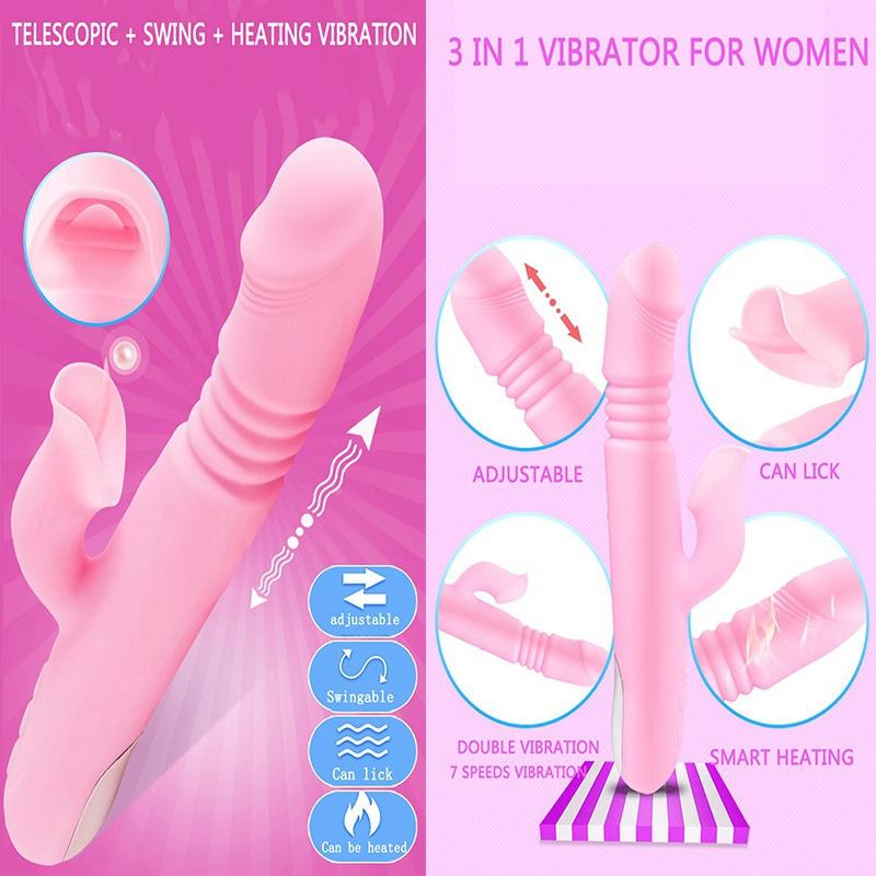 New Telescopic Heating Vibrator for Women G Spot Big Dildo Vaginal Tongue Licking Sex Toys Licking Clitoris Stimulation