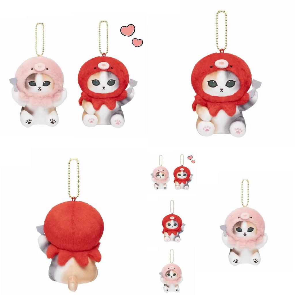 Bedårande japansk plyschleksak Söt Haj Katt Bläckfisk Huvud Nyckelring För Flickor Med Mjuk PP-Bomull