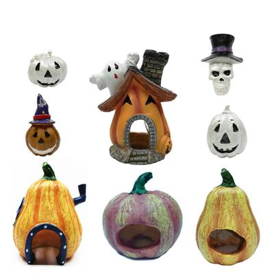 Fish Shrimp Halloween Pumpkin Shelter House Simulation Resin Ornament For Aquarium Fish Tank Decor