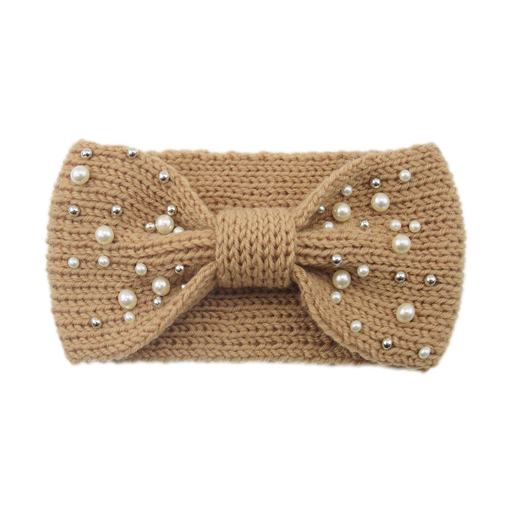 New Wide Bowknot Pearl Headbands For Woman Warm Hairband Elastic Sports Yoga Headwear Girls Hair Band Winter Hair Accessories