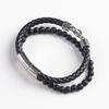 Magnetic Buckle Leather Bracelet: Men's Double Buckle Woven Accessory - Handmade Design