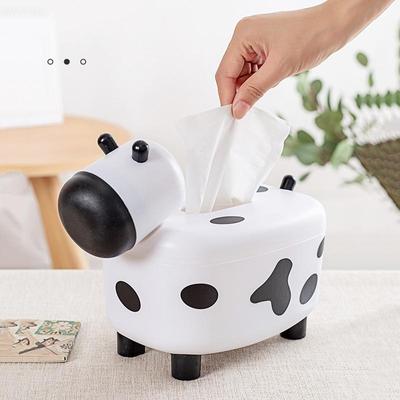 Porte-boîte à mouchoirs 2 en 1 avec distributeur de cure-dents en forme de vache, organisateur de papier de bureau, boîte de rangement pour serviettes, décoration de maison