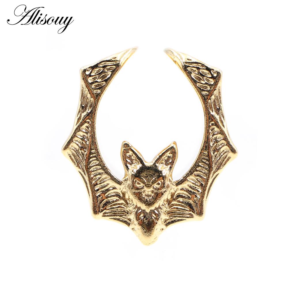 Alisouy 1PC Copper Alloy Casting Animal Bats Saddle Ear Tunnels Plugs Expander Stretcher Gauges Earrings Piercing Body Jewelry