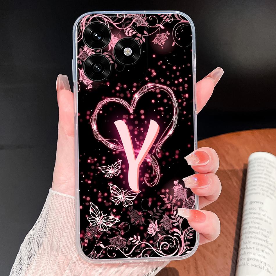 For Honor Play 10A 10T 9A 7T Phone Case Pink Heart Letters Soft Clear TPU Silicone Cover For Honor Play10 A 9 A Lightweight Capa