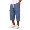 Pantaloni Cargo da Uomo a Maglia 3/4 | Vita Elastica con Coulisse Vestibilità Larga Pantaloni da Lavoro per Uso Quotidiano