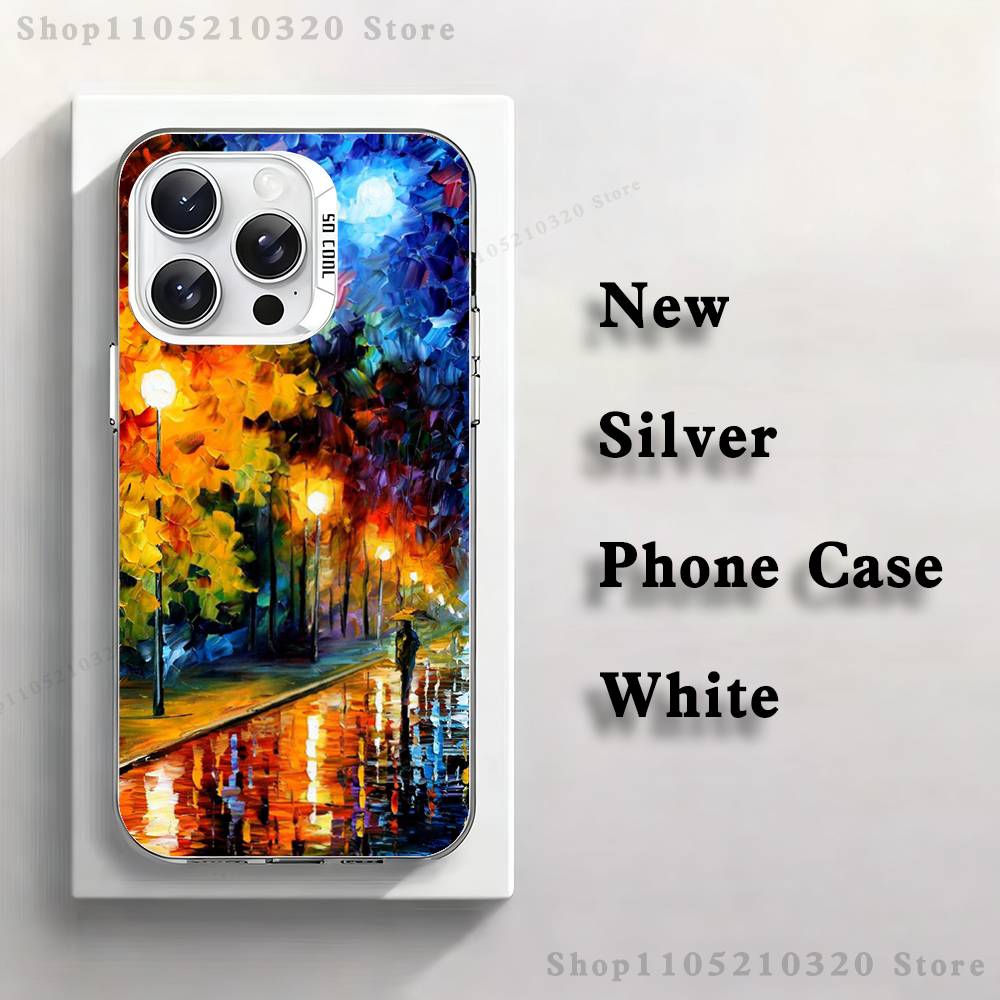 L-Leonid A-Afremov Oil Painting Phone Case iPhone 17,16,15,14,13,12,11,Pro,Max,Plus,Mini,XS,SE Anti Fall White Matte Hard Bumper
