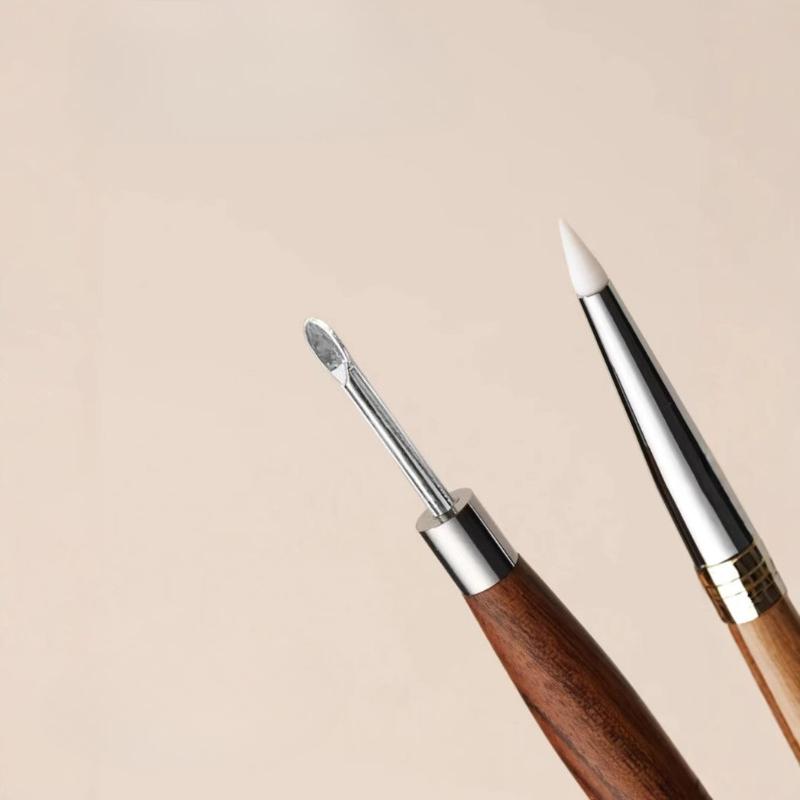1 Pieza Multifuncional Doble Punta Palo de Sándalo Bolígrafo Pegamento para Uñas Arte de Uñas Japonés Silicona Bolígrafo de Grabado Pegamento para Rayar Pintura de Relieve Herramienta para Arte de Uñas