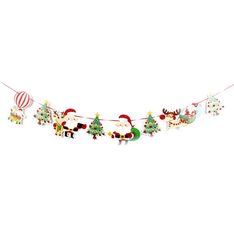 Pulling Flag Christmas Ornament Cartoon Santa Claus Party Hanging Banner Decor