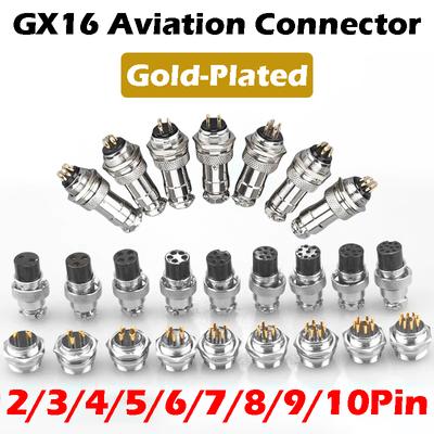 GX16 Gold Plated Butt TYPE Wire Connector 2/3/4/5/6/7/8/9/10 Pin Soldering Male&Female Socket Plug Aviation Fixed Connectors