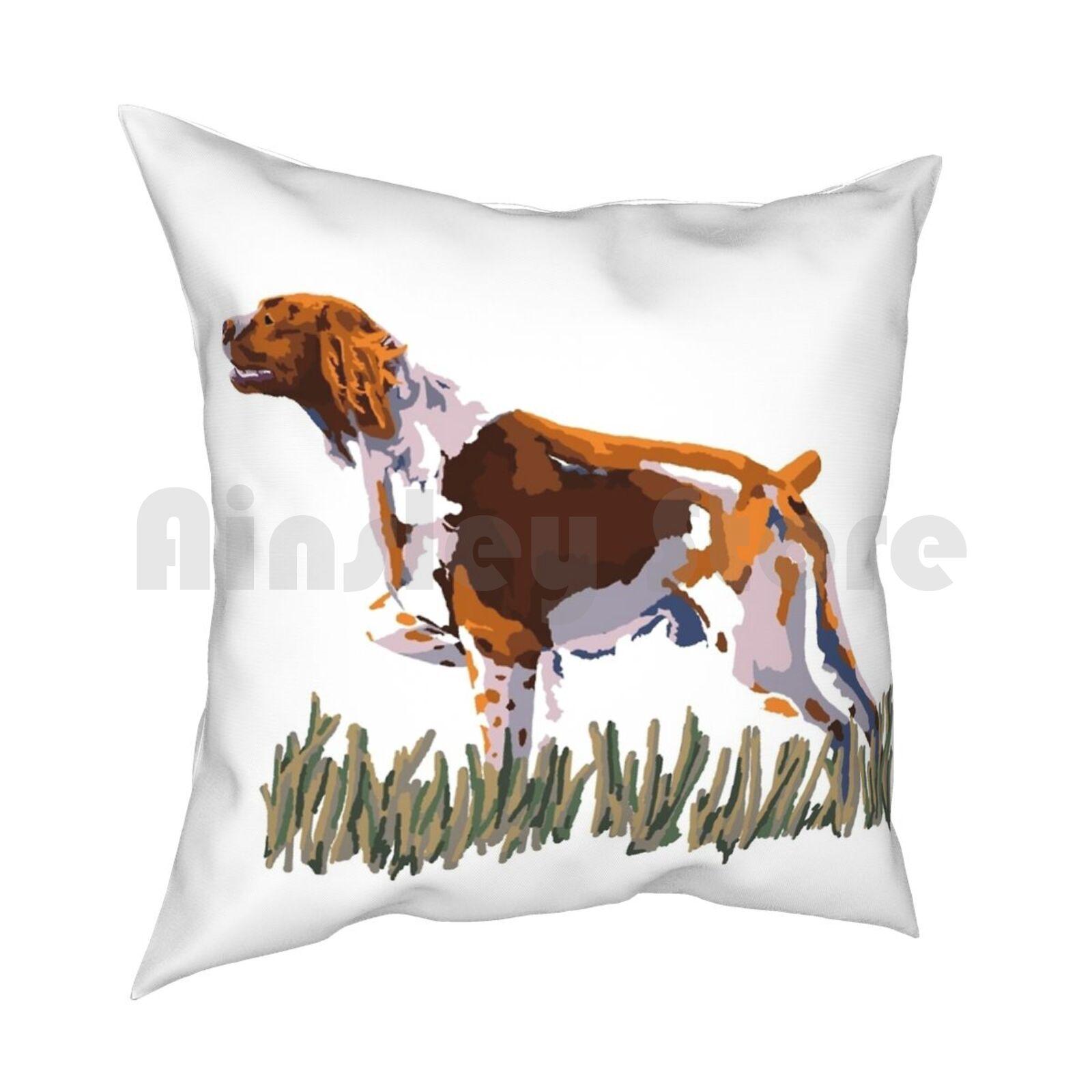 Brittany On Point Pillow Case Printed Home Soft DIY Pillow Cover Brittany Spaniel Dog Epagneul Breton Puppy Pointing 30cmx30cm