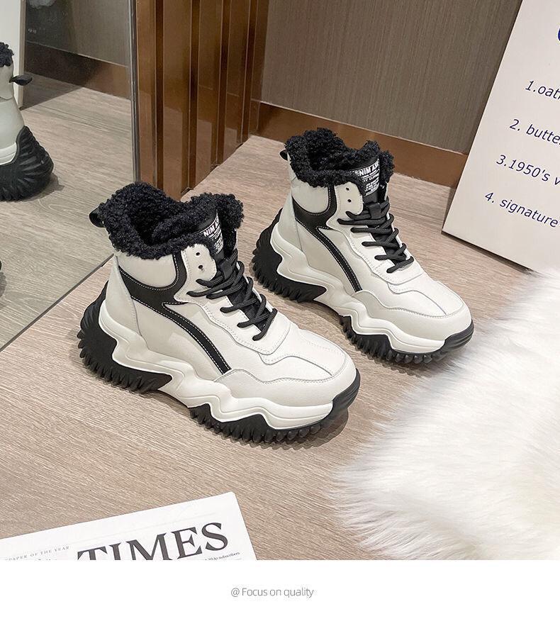 Fashion Popular Women's Cotton Shoes with Thick Fleece and Warm Snow Boots Anti Slip and Anti Freezing Casual Sports Cotton Shoes