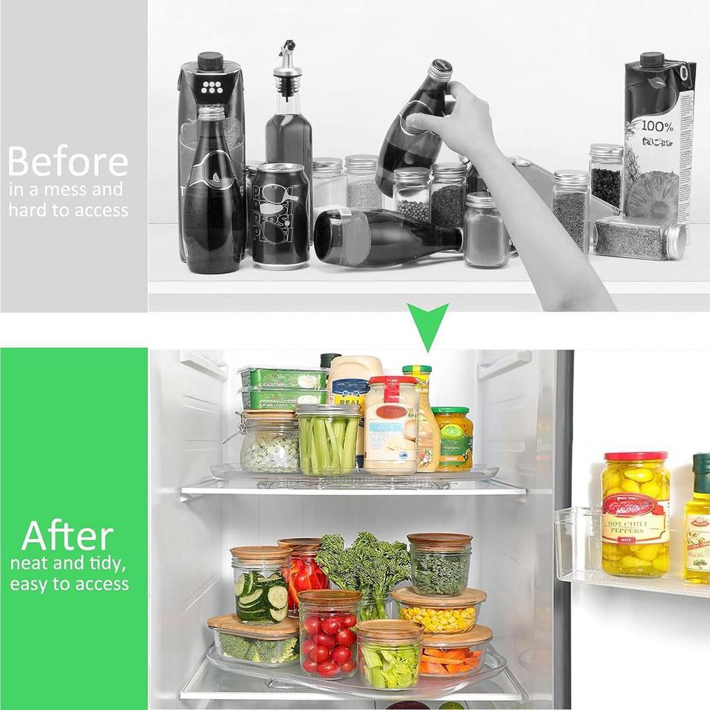 Refrigerator Rotating Tray Heart-shaped Transparent Rectangular Refrigerator Turntable Organizer For Storage