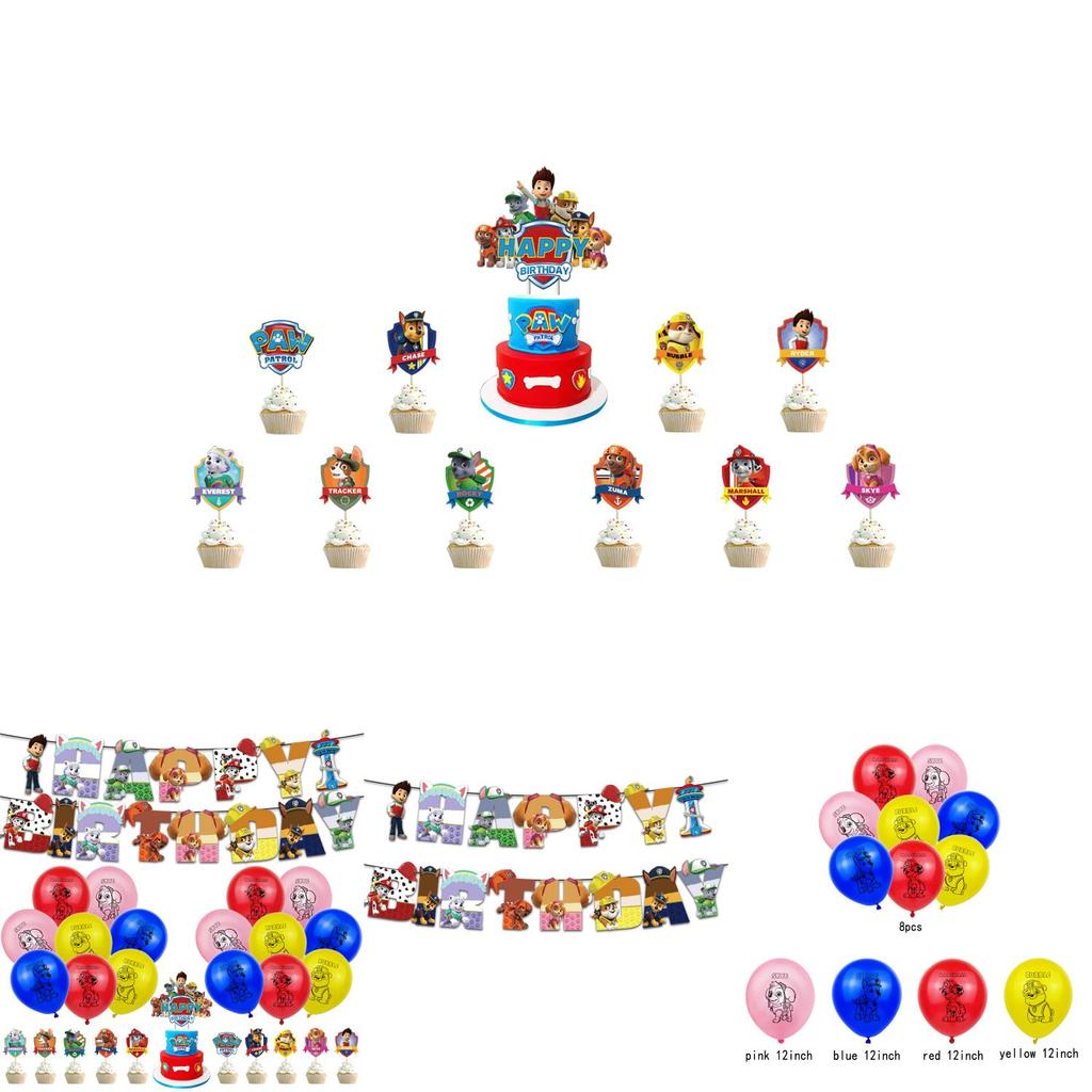 Paw Patrols Party Supplies For Kids Birthday Balloons Banner Cupcake Toppers More!