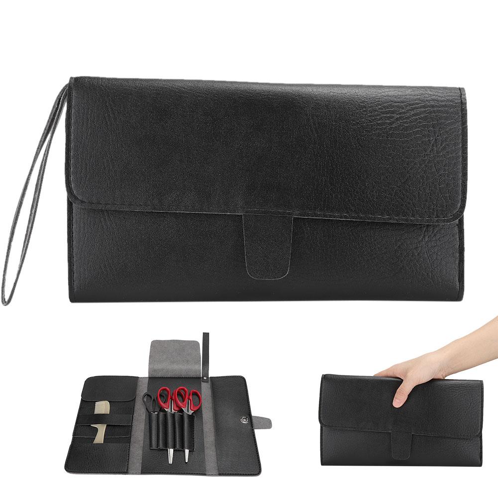 Multi Functional Scissors Hair Comb Handbag Clips Hairdressing Tool Storage Bag Black(Black )