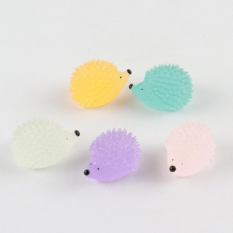 5Pcs/Set Colorful Luminous Hedgehog Decoration Resin Glow In The Dark Cute Animal Tank Aquarium Micro Landscape Decor