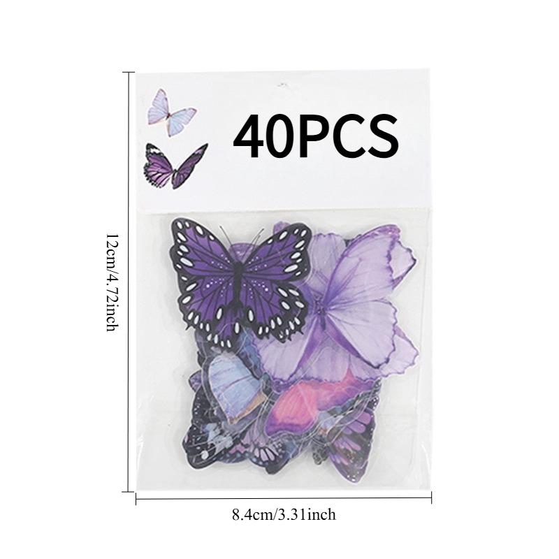1SET/40PCS PET butterfly sticker DIY hand tent Goo card decorative material children's cartoon water cup sticker hand tent landscaping sticker
