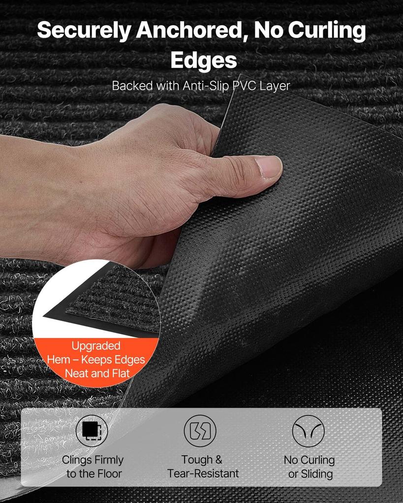 Front Door Mat, 1829 x 1219 mm Commercial Floor Mat for Indoor and Outdoor, Stylish Striped Industrial Carpet with PVC Backing, Heavy Duty Washable