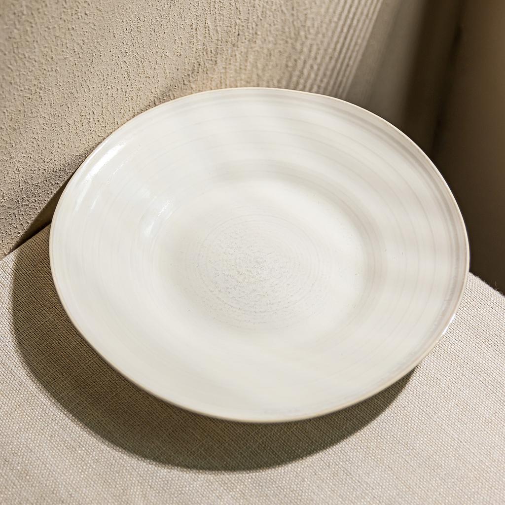 Simple Plain White Ceramic Deep Plate Household Plate Vegetable Plate Pasta Plate Steak Plate Tableware Round Plate Large Plate