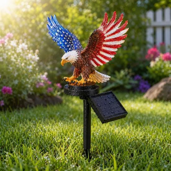 America 250th Anniversary Solar Eagle Garden Light, Patriotic Memorial Day Decor, Solar Powered Eagle Stake Light for 4th of July Yard, Outdoor