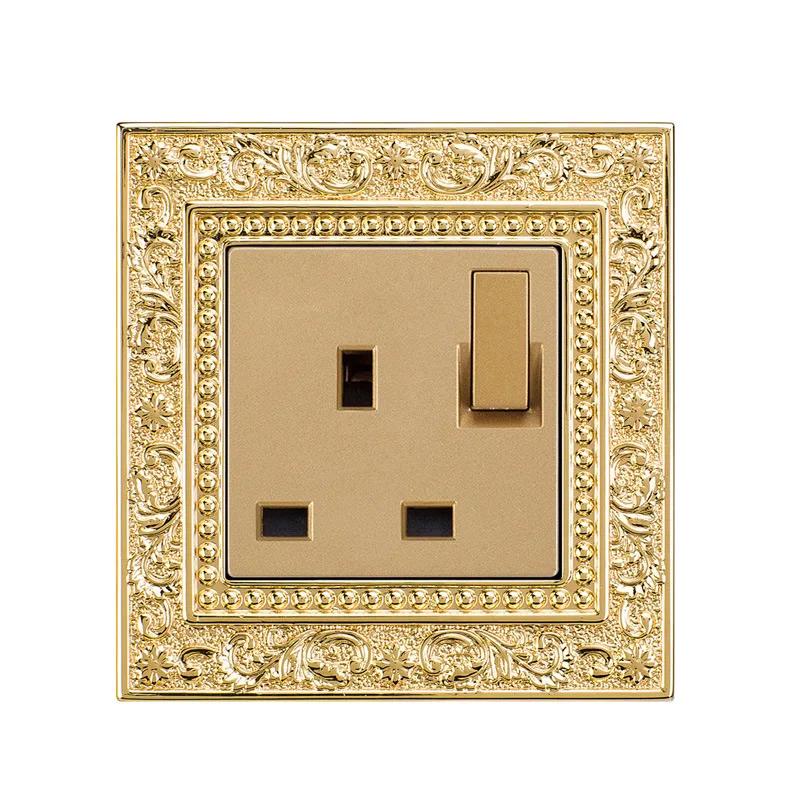 Luxury Vintage Push Button Switch 1/2/3/Gang 2Way,EU France Standard Copper Wall socket,Universal Light Home Switch Power Outlet