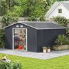Capanno da Giardino, 12,4 m², 340 x 386 x 200 cm, 2 Porte Scorrevoli, Grigio Scuro