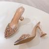 Elegant Pointed Toe Clear High Heels Wedding Prom Shoes Fashion Crystal Diamond Rivet PVC Transparent Sandals Women Pumps