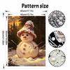 DIY Framed Pearl Bead Art Kit Snowman Christmas Pattern Sparkling Canvas Painting Creative Craft for Desk Wall Decor Holiday Home Art Gift