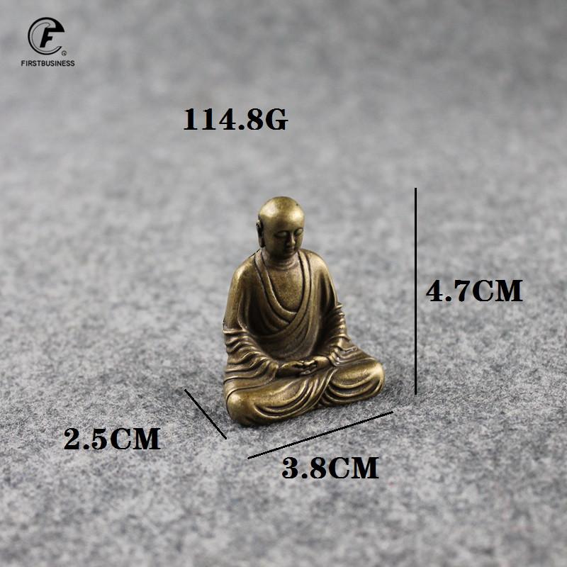 Antique Bronze Buddha Statue Mini Portable Brass Bodhisattva Sculpture Ornaments Home Feng Shui Decor Office Desk Decorations