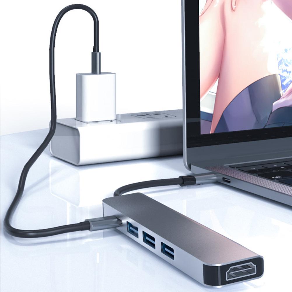 Type-C 5-in-1 Expansion Dock: HDMI Converter & USB Hub for Smartphones, Tablets, PCs, and Game Consoles