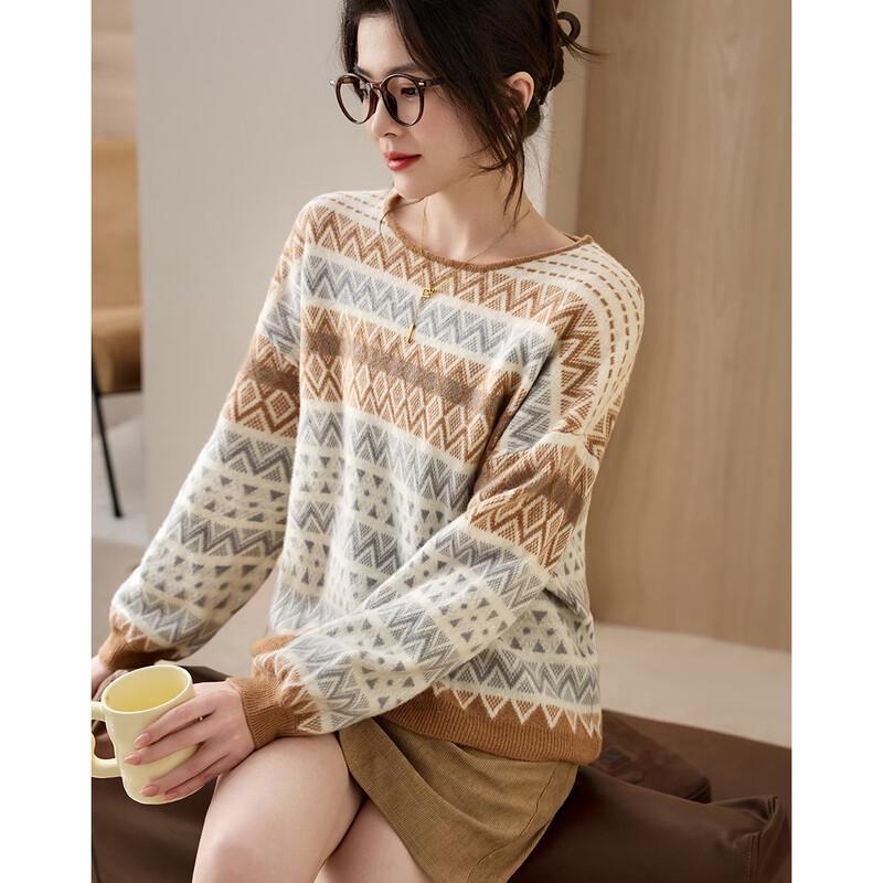 Women's Fair Isle Jacquard 100% Sheep Wool Sweater