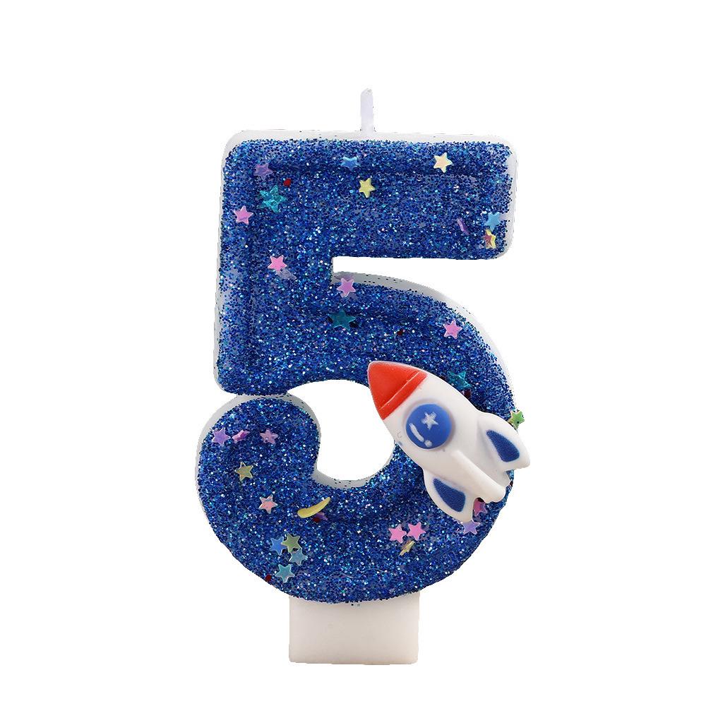 Children's Rocket Birthday Candle Numbers 0-9 - DIY Cake Decorations