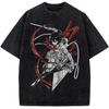 Anime Attack On Titan Mikasa Ackerman Graphic T Shirt Men Clothing Casual Cotton Tshirt Vintage Washed T-shirt Harajuku Tops