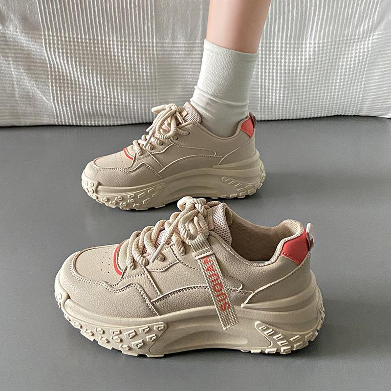 Autumn new thick-soled heightening women's shoes casual dad shoes student leather sneakers women